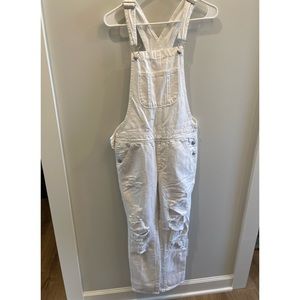 American Eagle Outfitters White Distressed Jeans Overalls